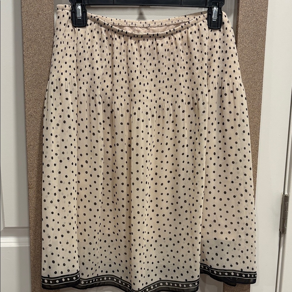 Max Studio Cream and Black Polka Dot A-Line Skirt